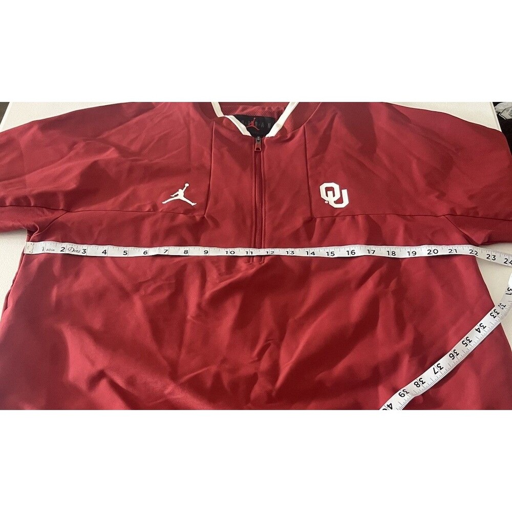 NWT Oklahoma Sooners Jordan Half Zip Pullover M Red NCAA Batters Jacket Warm Up - Picture 7 of 16
